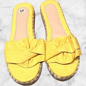 Yellow Bow Knot Slip-On Espadrille Platform Sandals Slippers Women's US 11/ EU 4